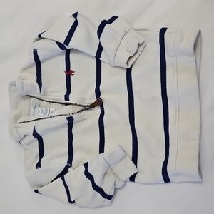 Ralph Lauren Cotton Interlock Quarter-Zip Pullover In Cream And Navy Stripe